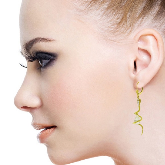 14k Gold Snake Earrings Topaz & Diamonds - Picture 3 of 4